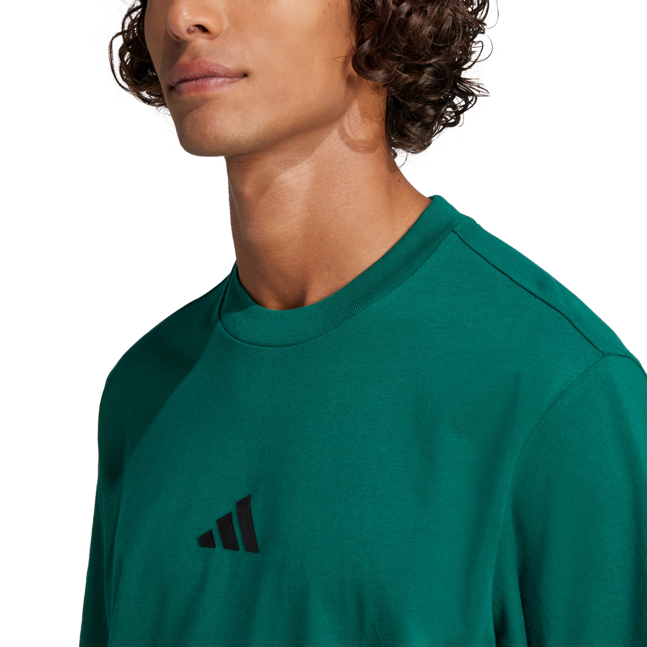 Koszulka męska adidas Essentials Small Logo Single Jersey zielona – ujęcie 6