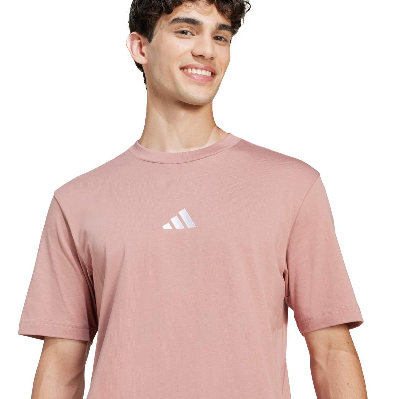 Koszulka męska adidas Essentials Small Logo Single Jersey różowa – ujęcie 4