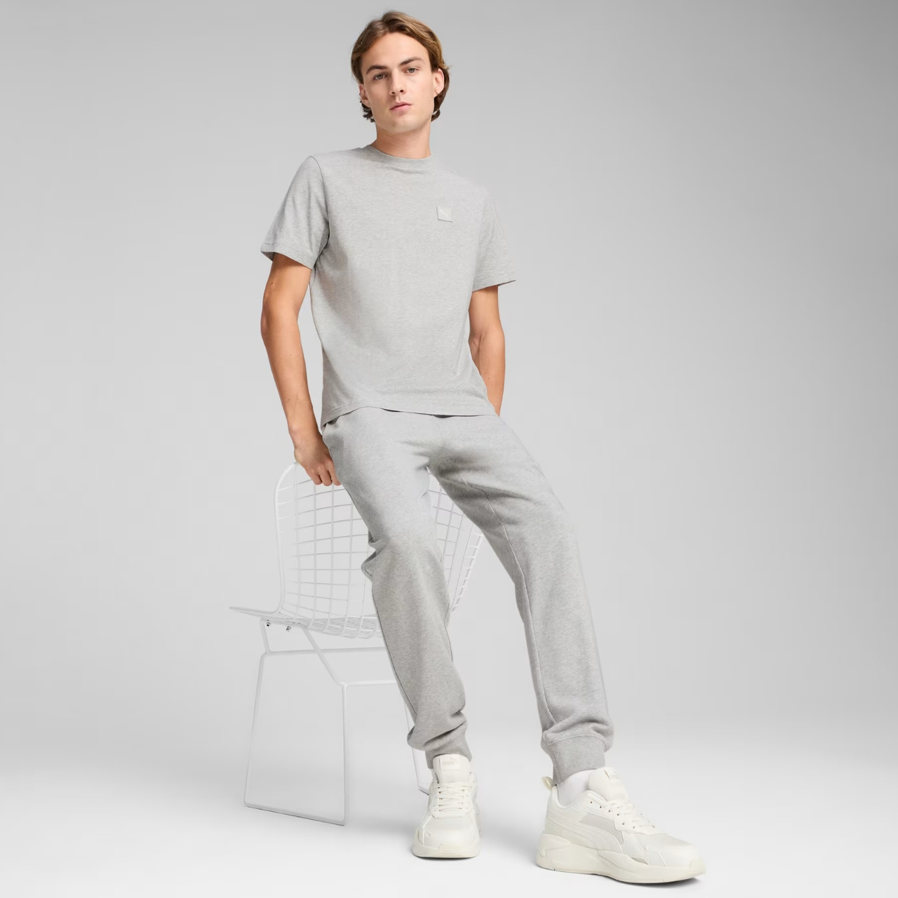 Koszulka męska Puma Ess Elevated Tee szara – ujęcie 5