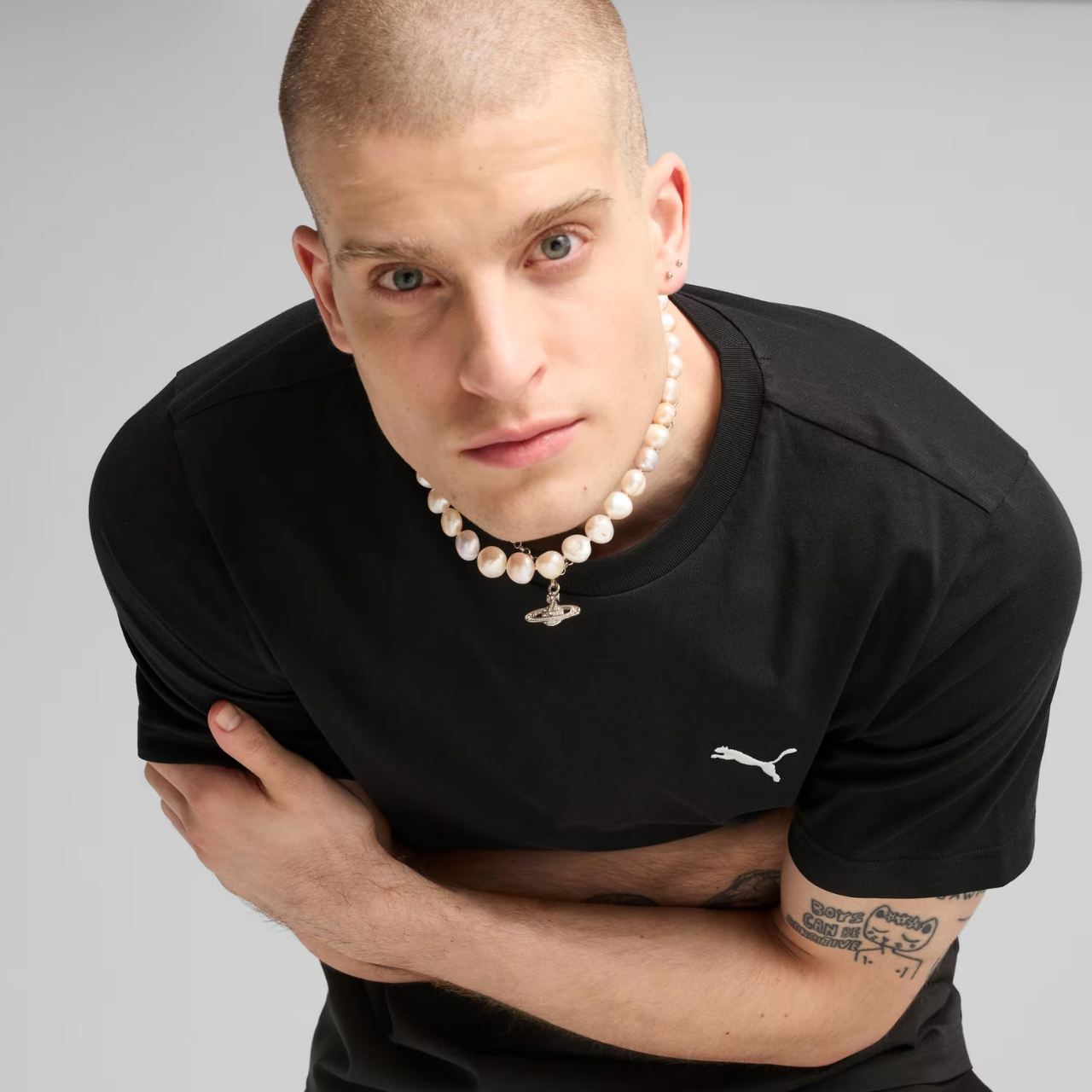 Koszulka męska Puma Ess Small Logo Tee czarna – ujęcie 3