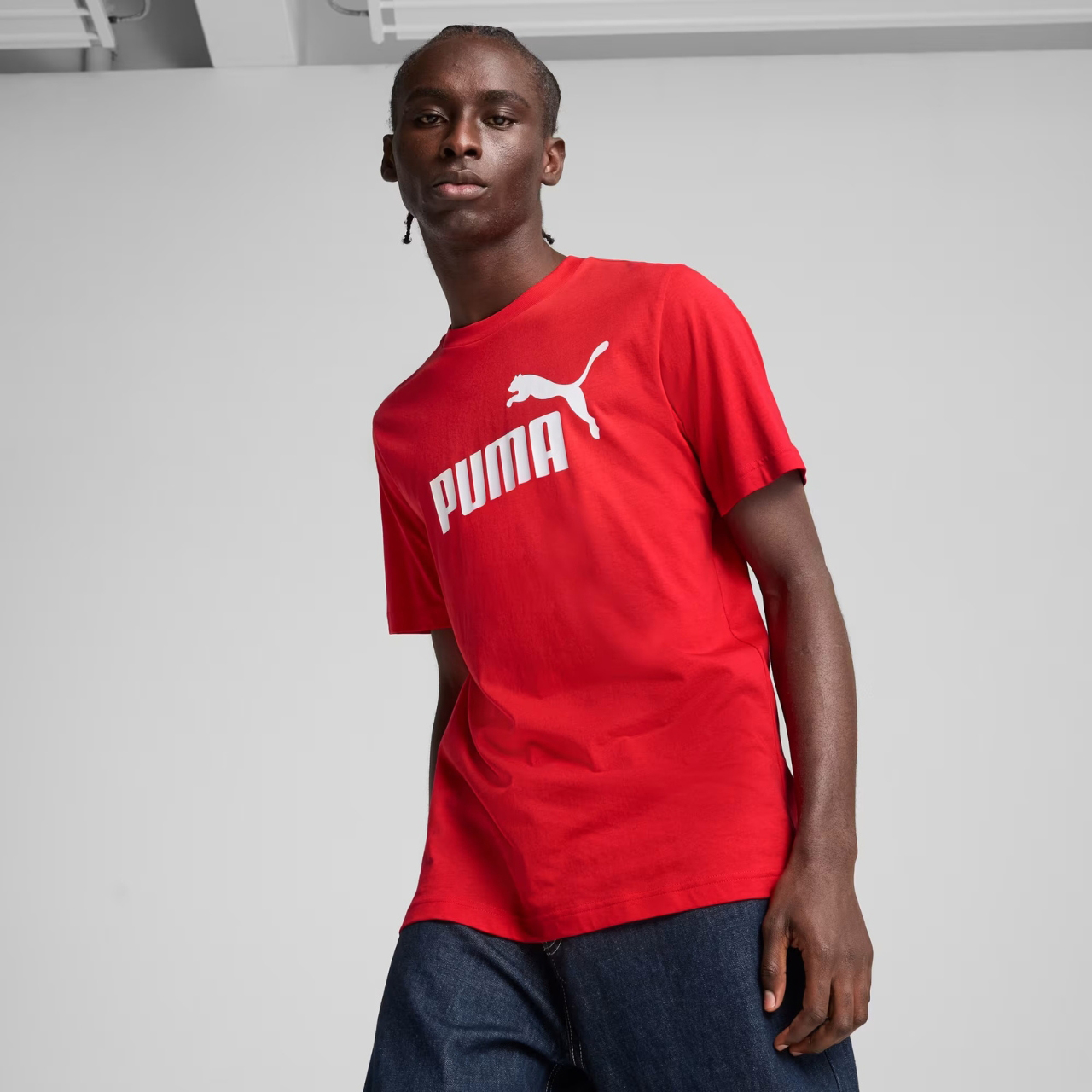 Koszulka męska Puma Ess No.1 Logo Tee czerwona – ujęcie 3