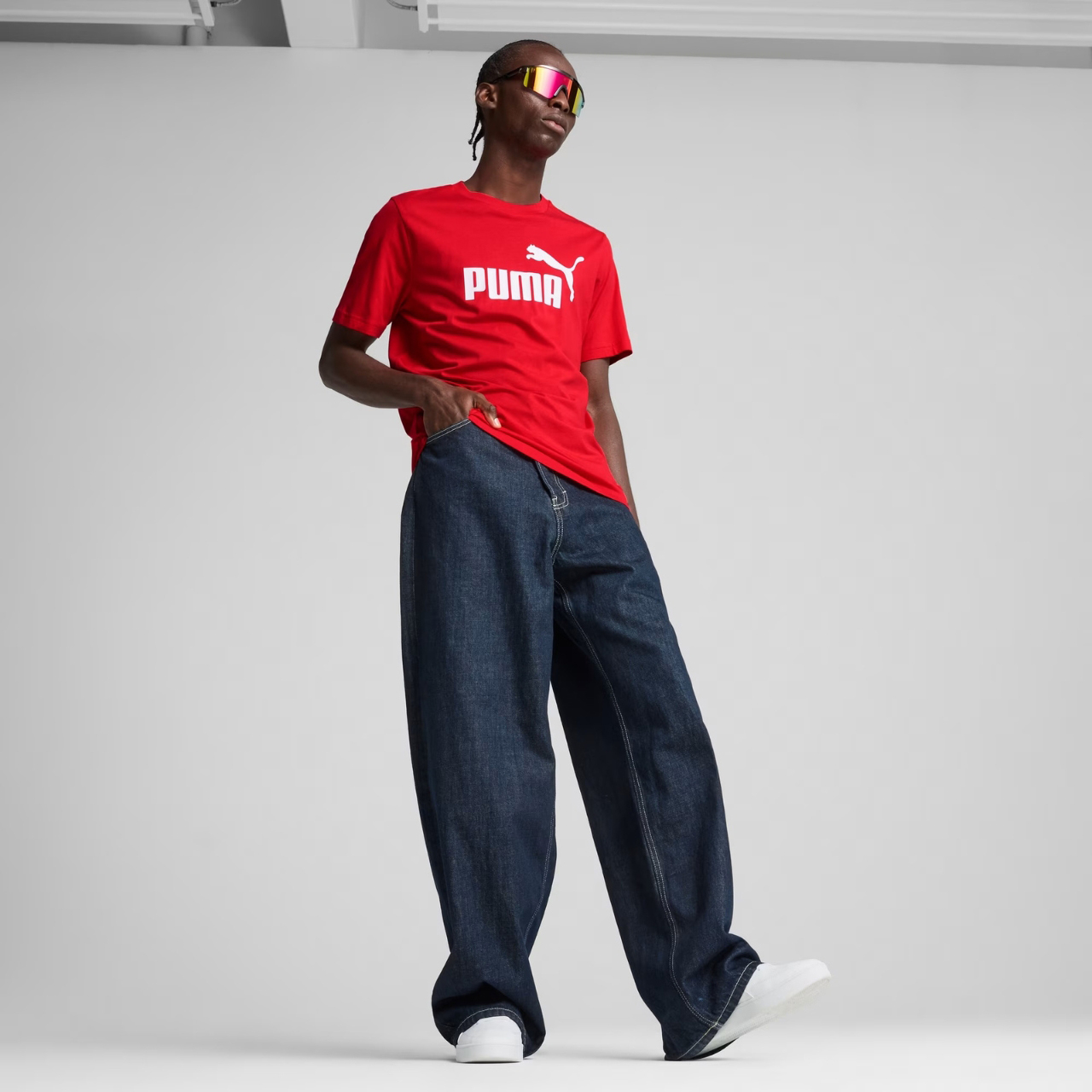 Koszulka męska Puma Ess No.1 Logo Tee czerwona – ujęcie 5