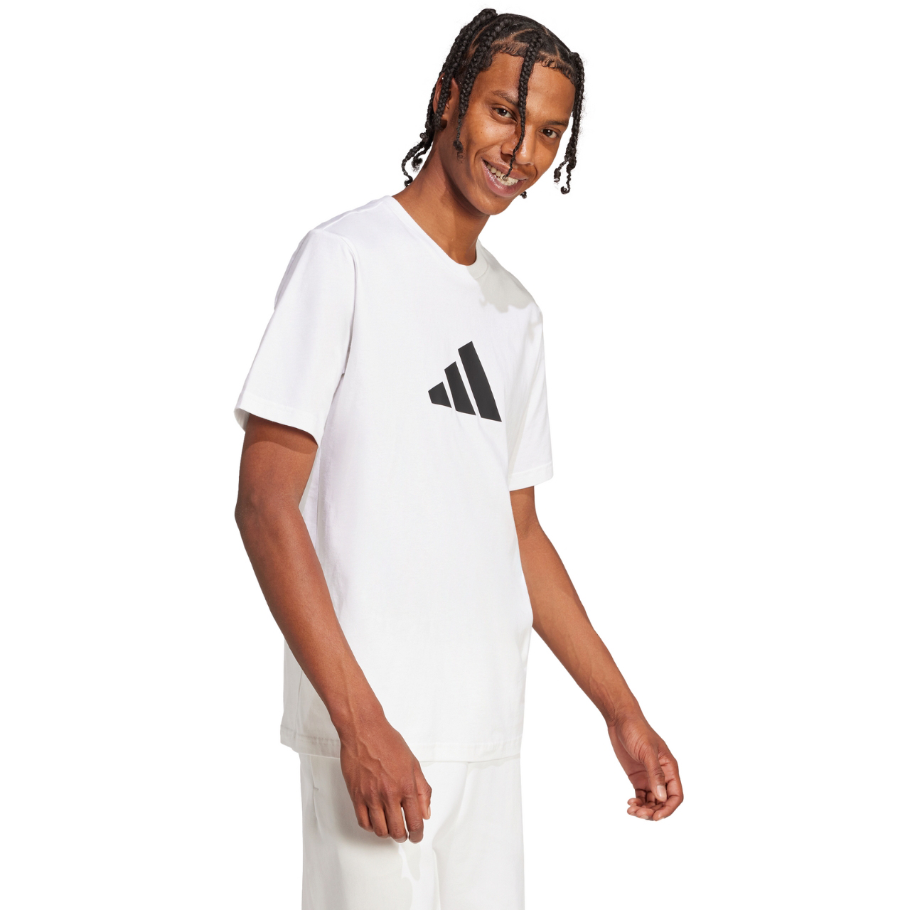 Koszulka męska adidas 3Bar Tee biała – ujęcie 4