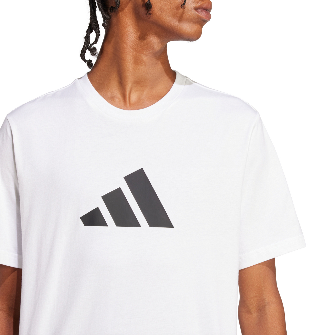 Koszulka męska adidas 3Bar Tee biała – ujęcie 6