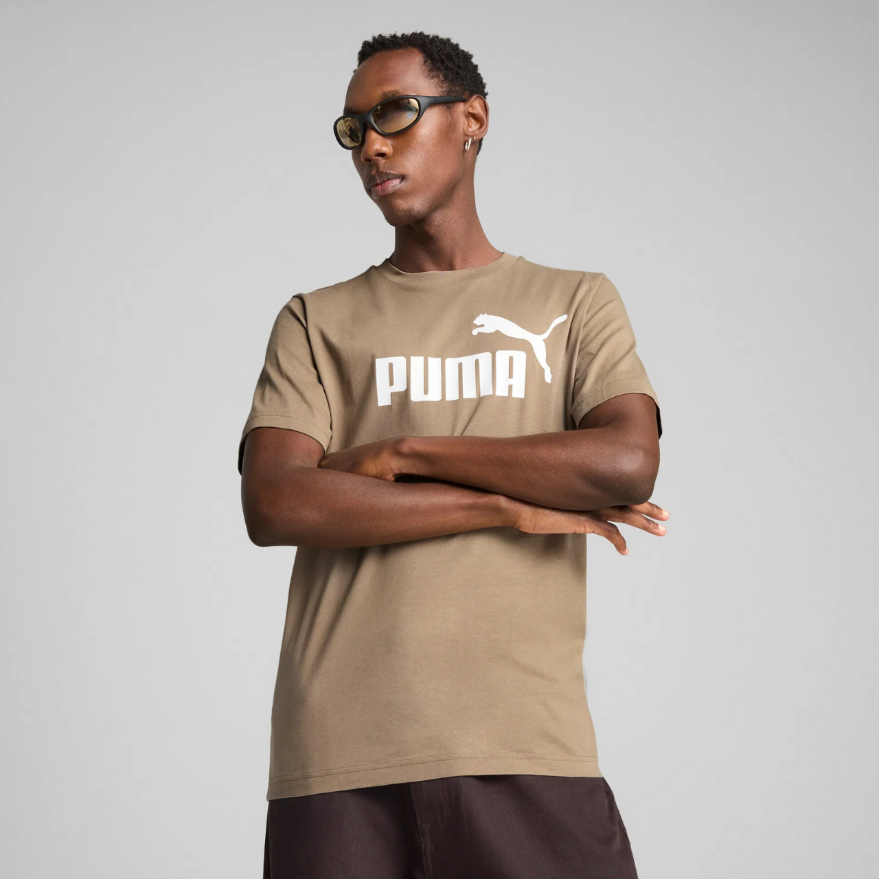 Koszulka męska Puma Ess No.1 Logo Tee (s) brązowa – ujęcie 3