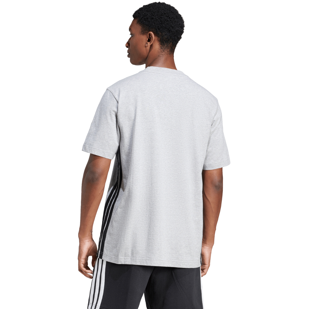 Koszulka męska adidas Essentials 3-Stripes Single Jersey szara – ujęcie 3