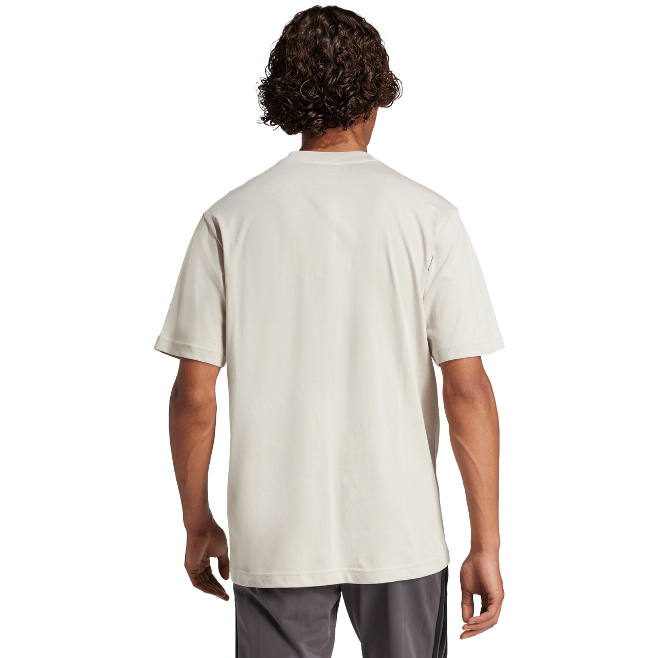 Koszulka męska adidas Essentials Big Logo beżowa – ujęcie 3