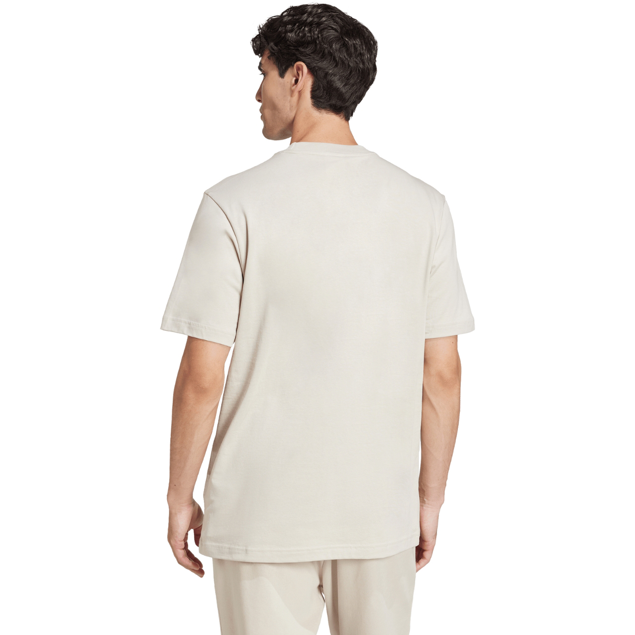 Koszulka męska adidas Essentials Small Logo Single Jersey beżowa – ujęcie 3