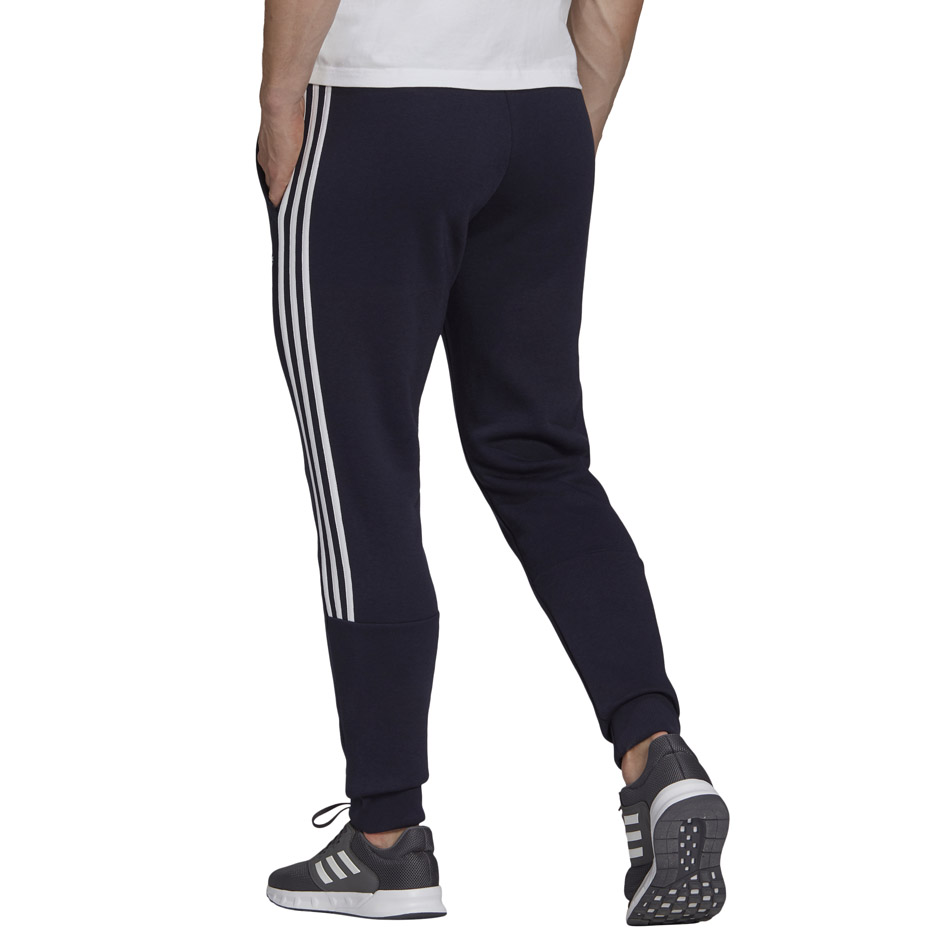 Spodnie męskie adidas Essentials Tapered Cuff 3 Stripes granatowe – ujęcie 3