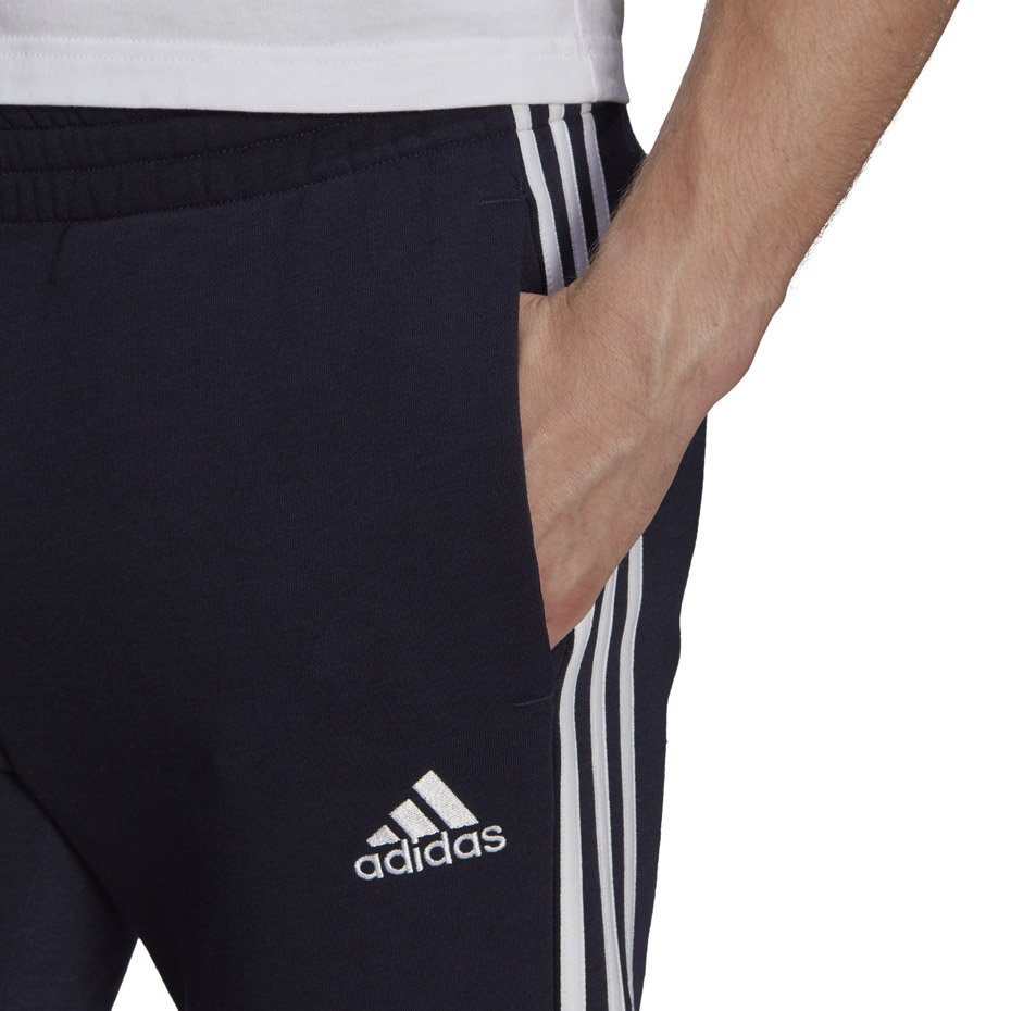 Spodnie męskie adidas Essentials Tapered Cuff 3 Stripes granatowe – ujęcie 5