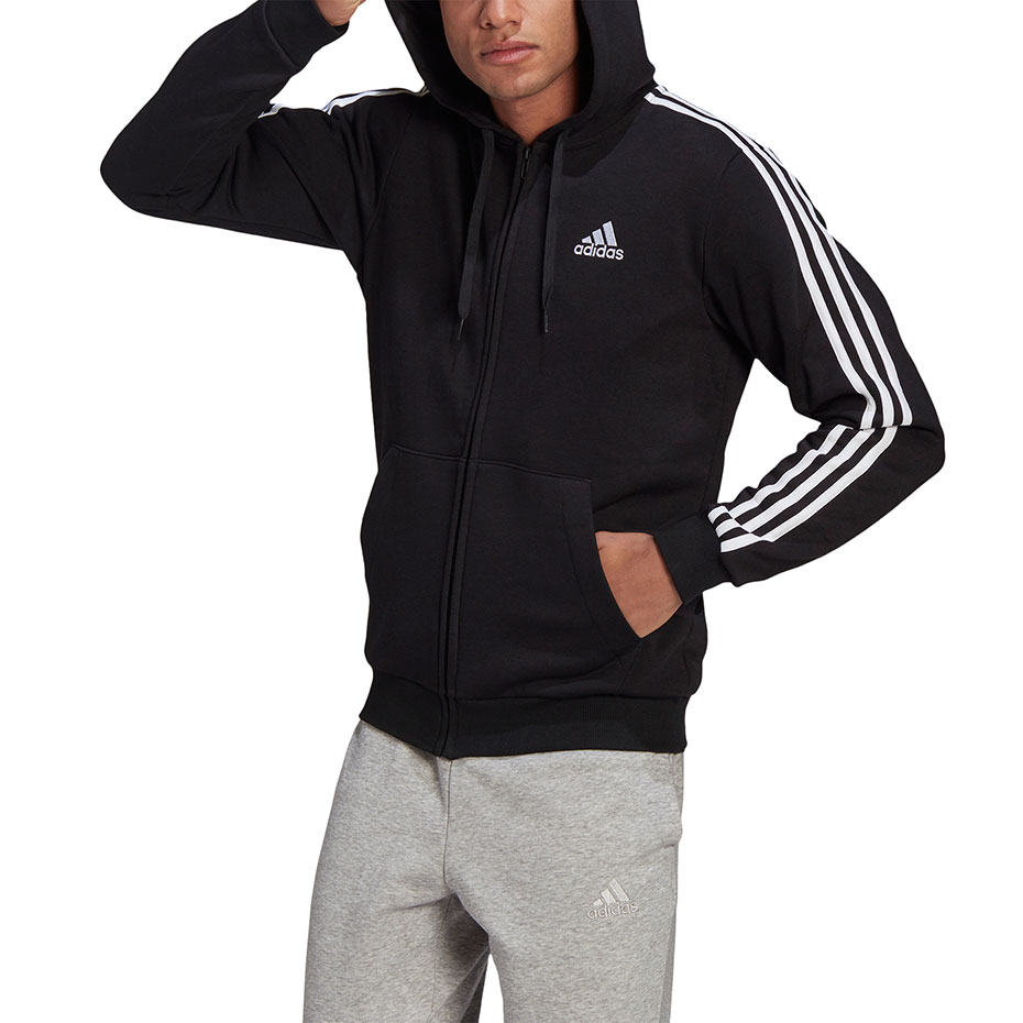 Bluza męska adidas Essentials Full-Zip Hoodie czarna – ujęcie 2