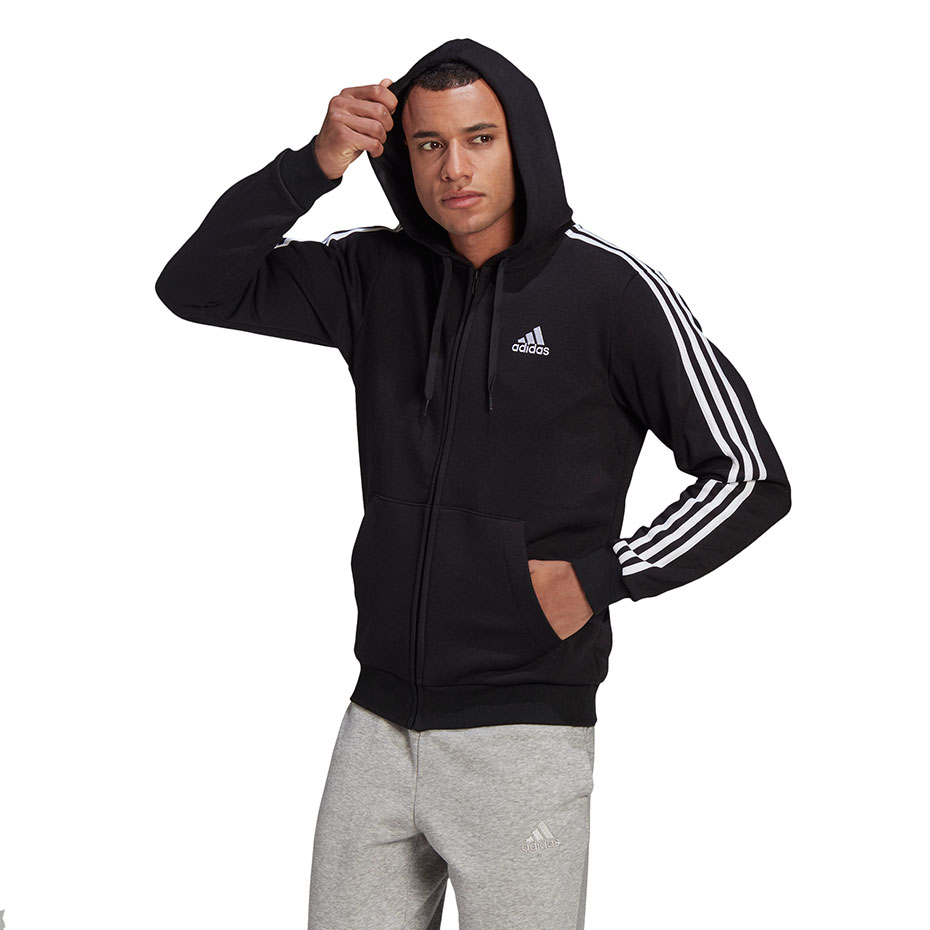 Bluza męska adidas Essentials Full-Zip Hoodie czarna – ujęcie 6