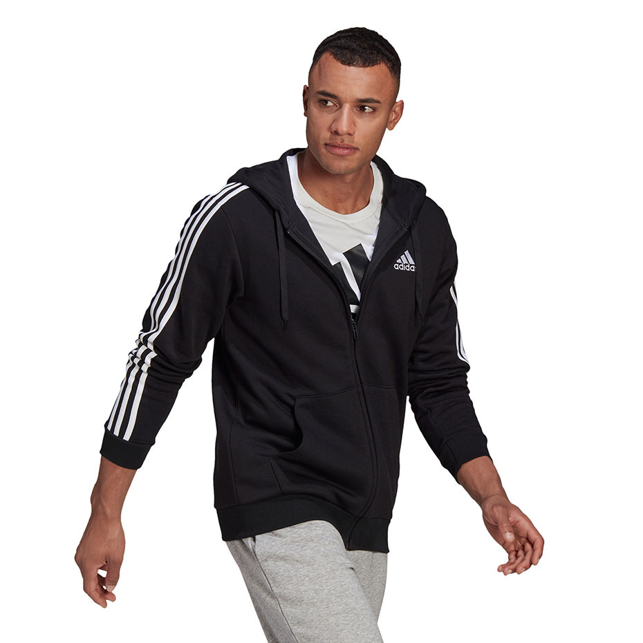 Bluza męska adidas Essentials Full-Zip Hoodie czarna – ujęcie 7