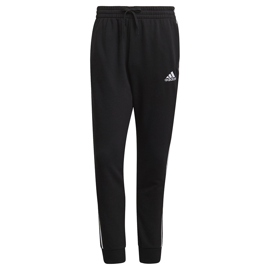 Spodnie męskie adidas Essentials Tapered Cuff 3 Stripes czarne