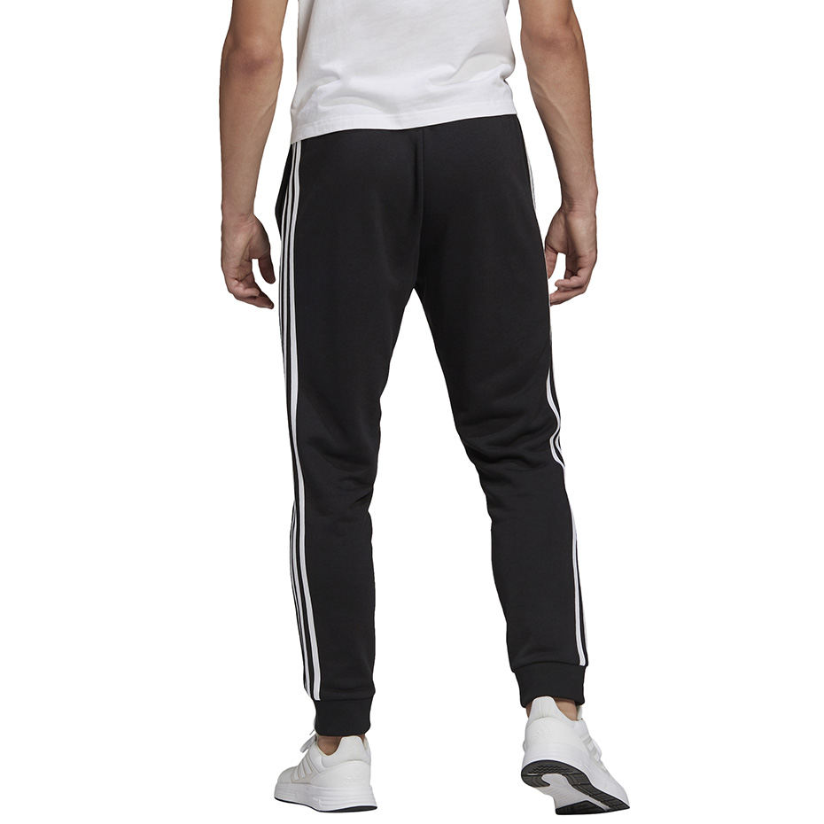 Spodnie męskie adidas Essentials Tapered Cuff 3 Stripes czarne – ujęcie 3