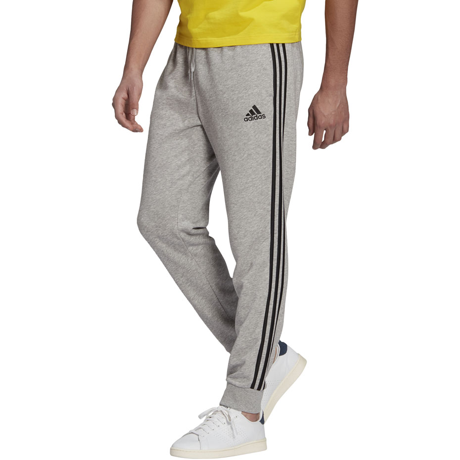 Spodnie męskie adidas Essentials Tapered Cuff 3 Stripes szare – ujęcie 2