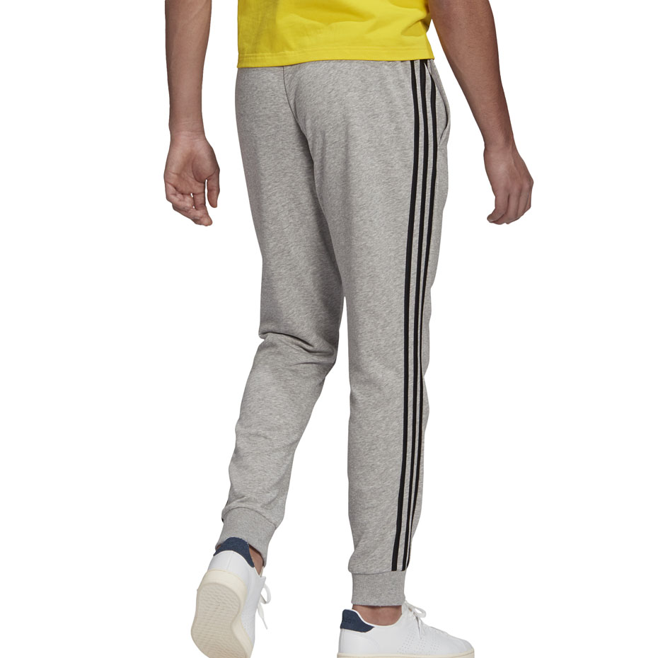 Spodnie męskie adidas Essentials Tapered Cuff 3 Stripes szare – ujęcie 3