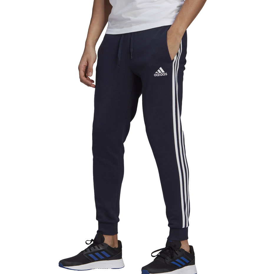 Spodnie męskie adidas Essentials Slim 3 Stripes Pants granatowe – ujęcie 2
