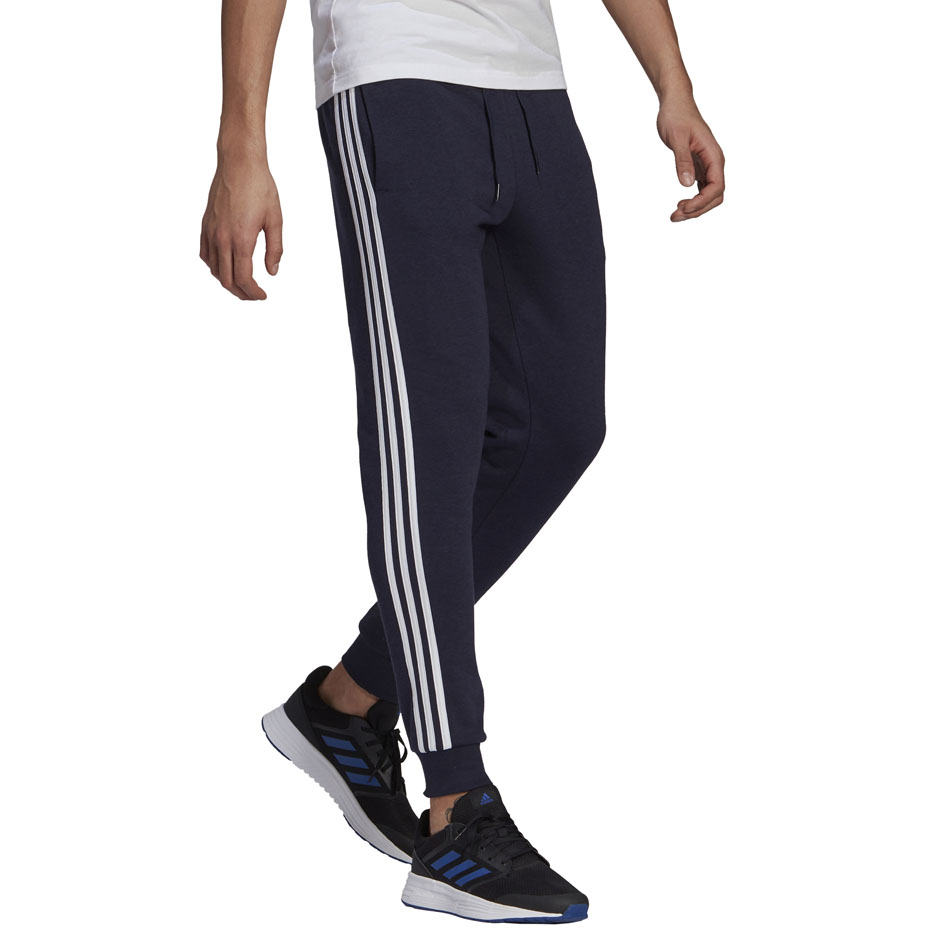 Spodnie męskie adidas Essentials Slim 3 Stripes Pants granatowe – ujęcie 3
