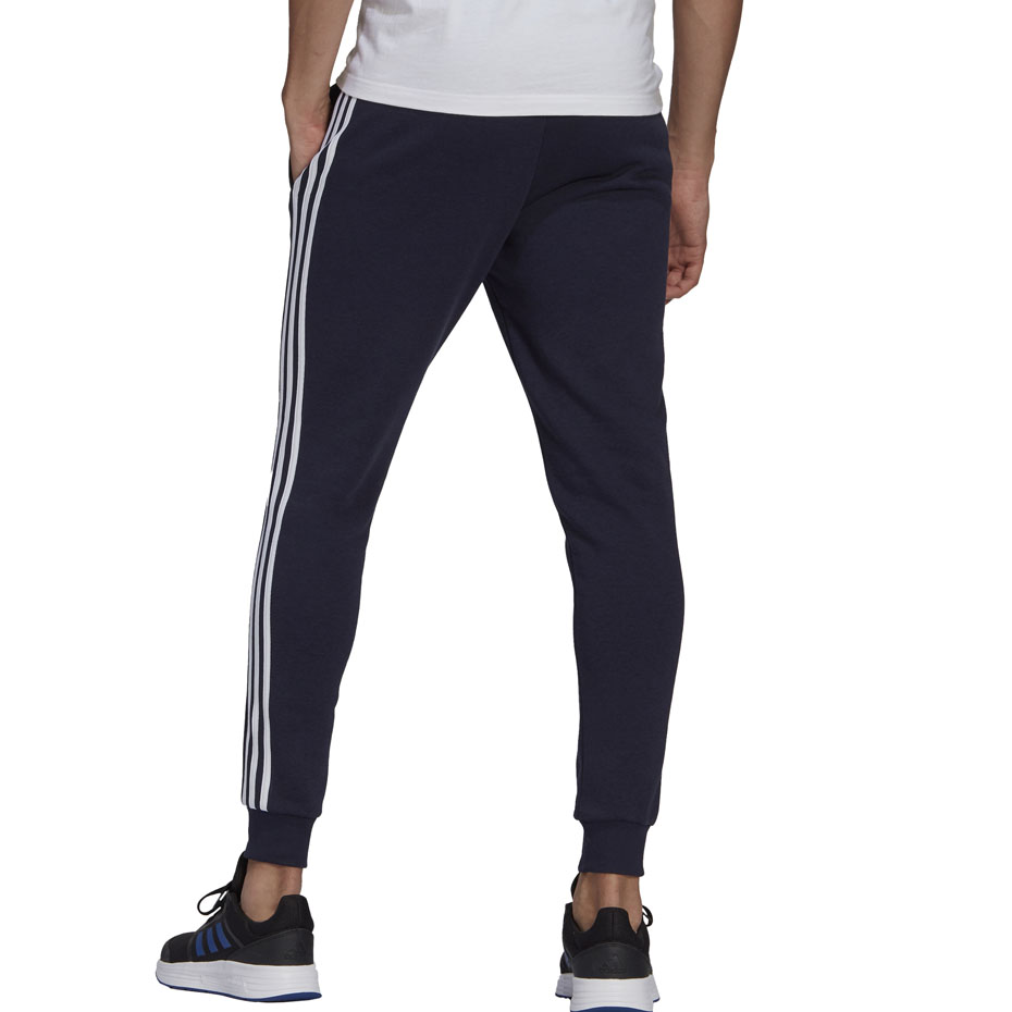 Spodnie męskie adidas Essentials Slim 3 Stripes Pants granatowe – ujęcie 4