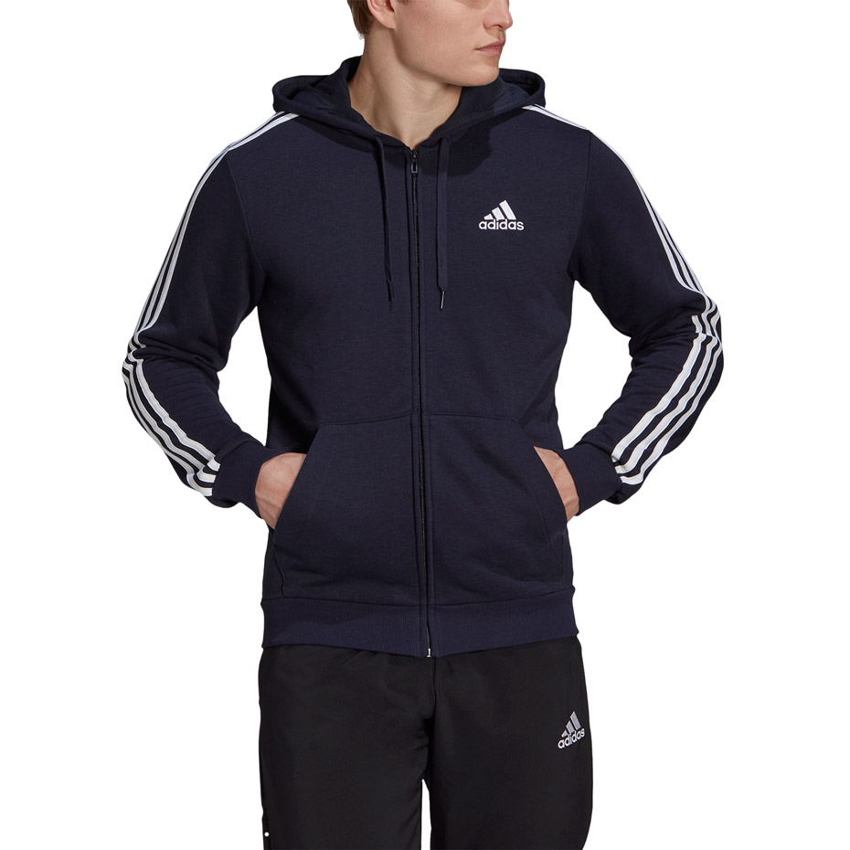 Bluza męska adidas Essentials Full-Zip Hoodie granatowa – ujęcie 3