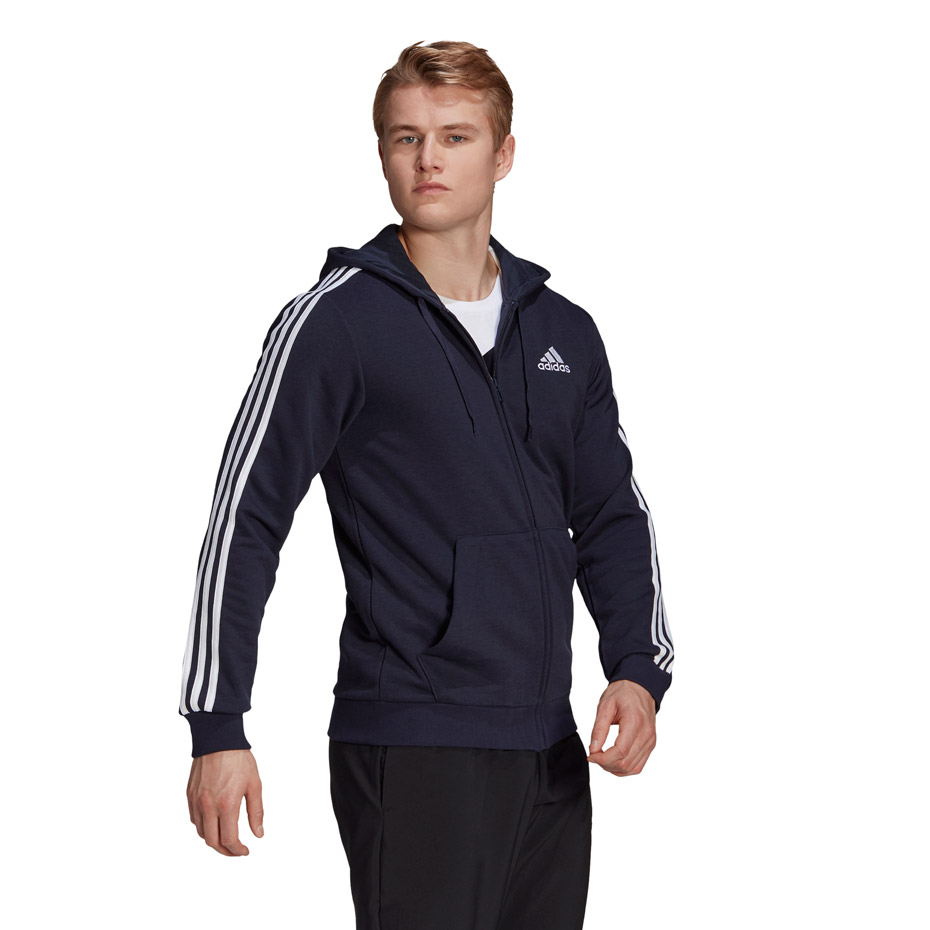 Bluza męska adidas Essentials Full-Zip Hoodie granatowa – ujęcie 4