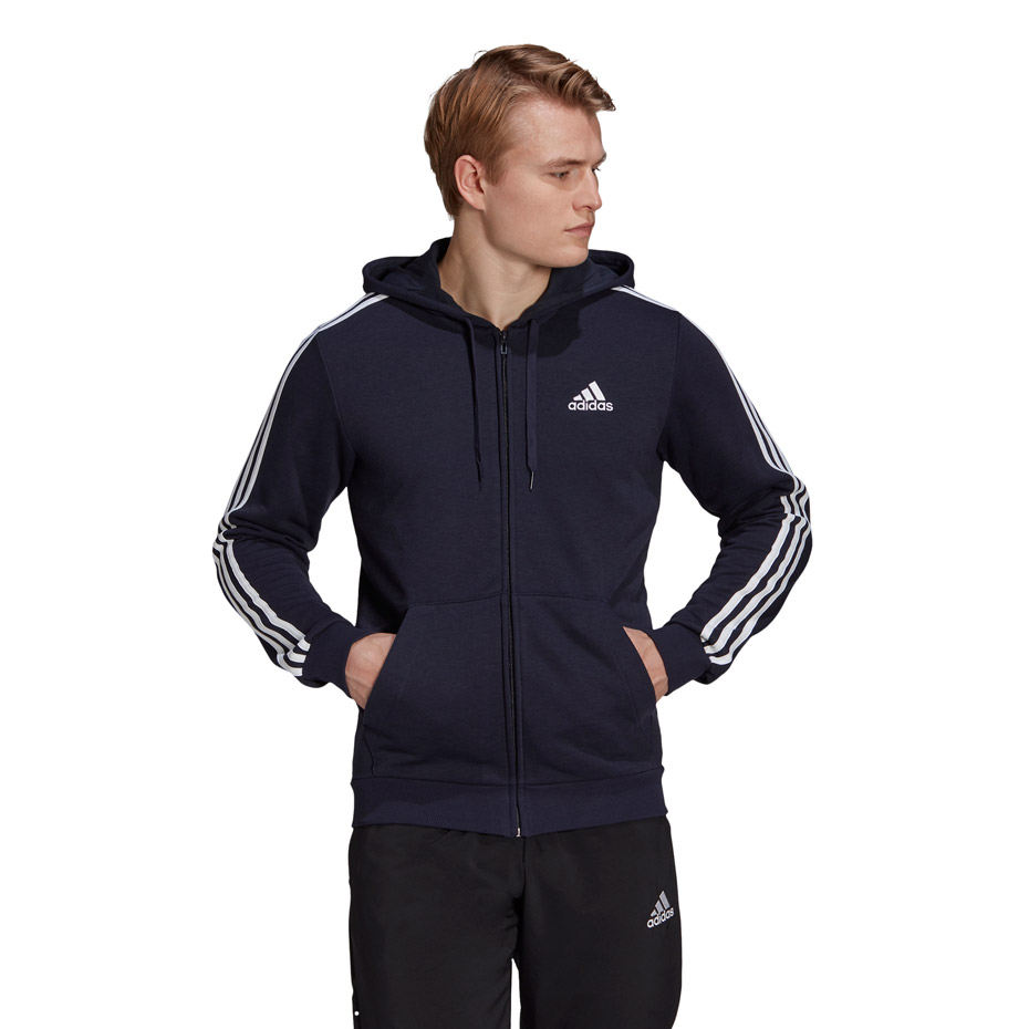 Bluza męska adidas Essentials Full-Zip Hoodie granatowa – ujęcie 7
