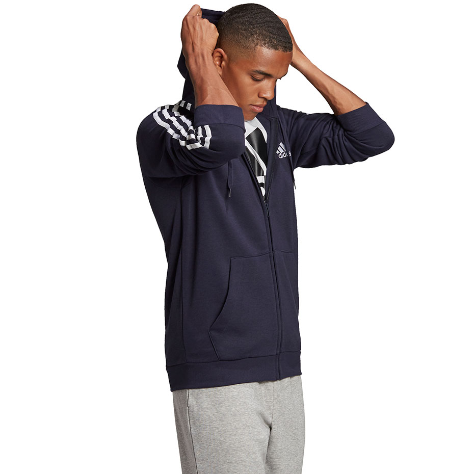 Bluza męska adidas Essentials Full-Zip Hoodie granatowa – ujęcie 2