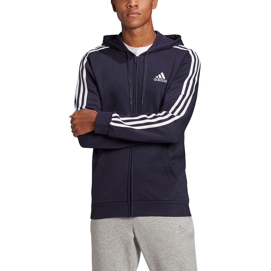 Bluza męska adidas Essentials Full-Zip Hoodie granatowa – ujęcie 3