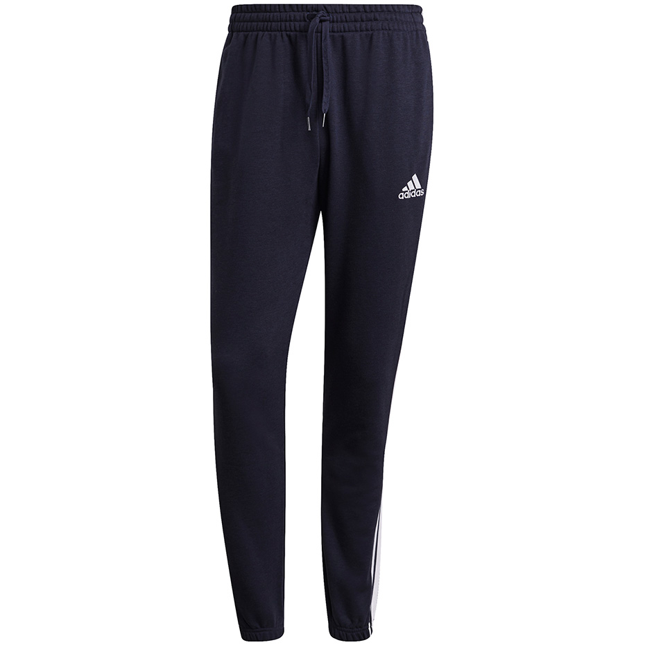 Spodnie męskie adidas Essentials Tapered Elastic Cuff 3 Stripes Pant granatowe
