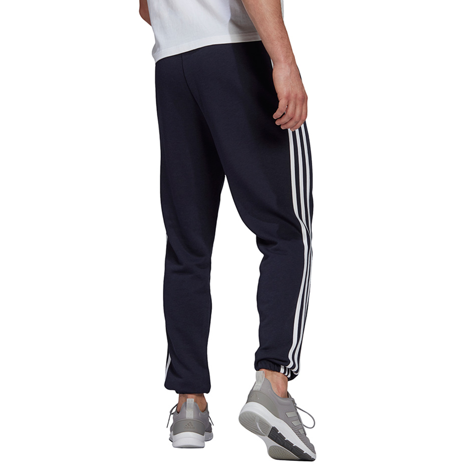 Spodnie męskie adidas Essentials Tapered Elastic Cuff 3 Stripes Pant granatowe – ujęcie 4