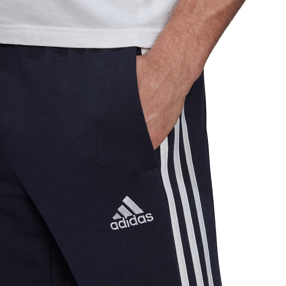 Spodnie męskie adidas Essentials Tapered Elastic Cuff 3 Stripes Pant granatowe – ujęcie 5