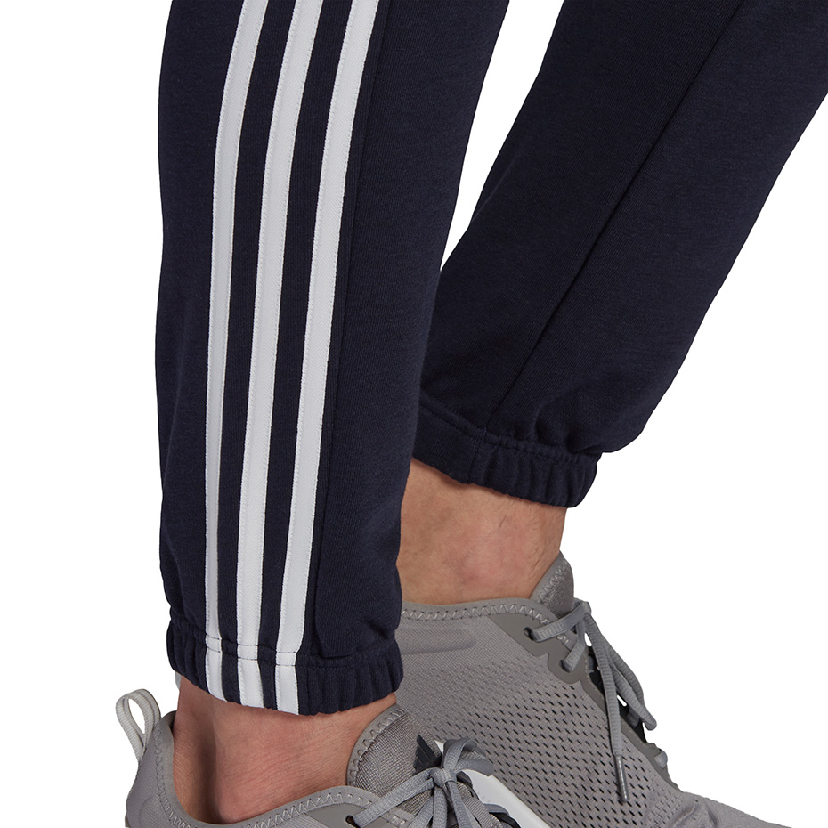 Spodnie męskie adidas Essentials Tapered Elastic Cuff 3 Stripes Pant granatowe – ujęcie 6