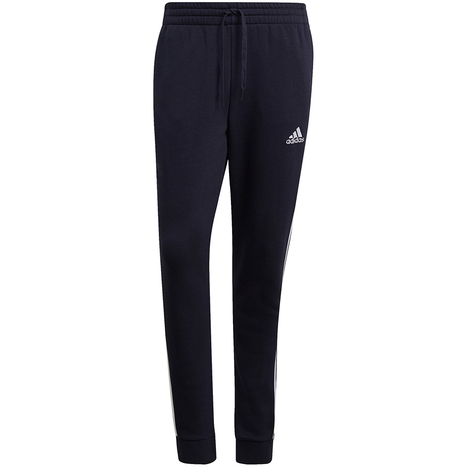 Spodnie męskie adidas Essentials Fleece Tapered Cuff 3-Band Pants granatowe