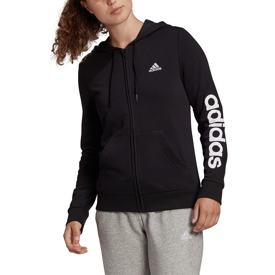 Bluza damska adidas Essentials Linear Ful zipp Hoodie czarna – ujęcie 2