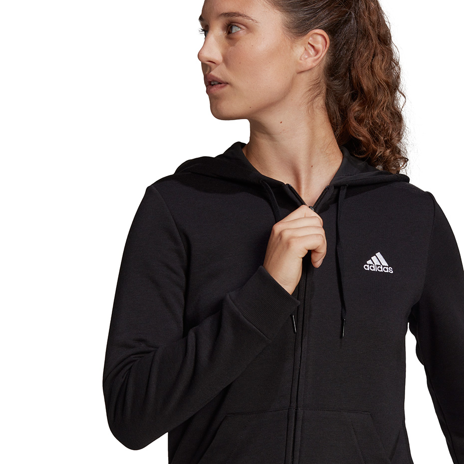 Bluza damska adidas Essentials Linear Ful zipp Hoodie czarna – ujęcie 5