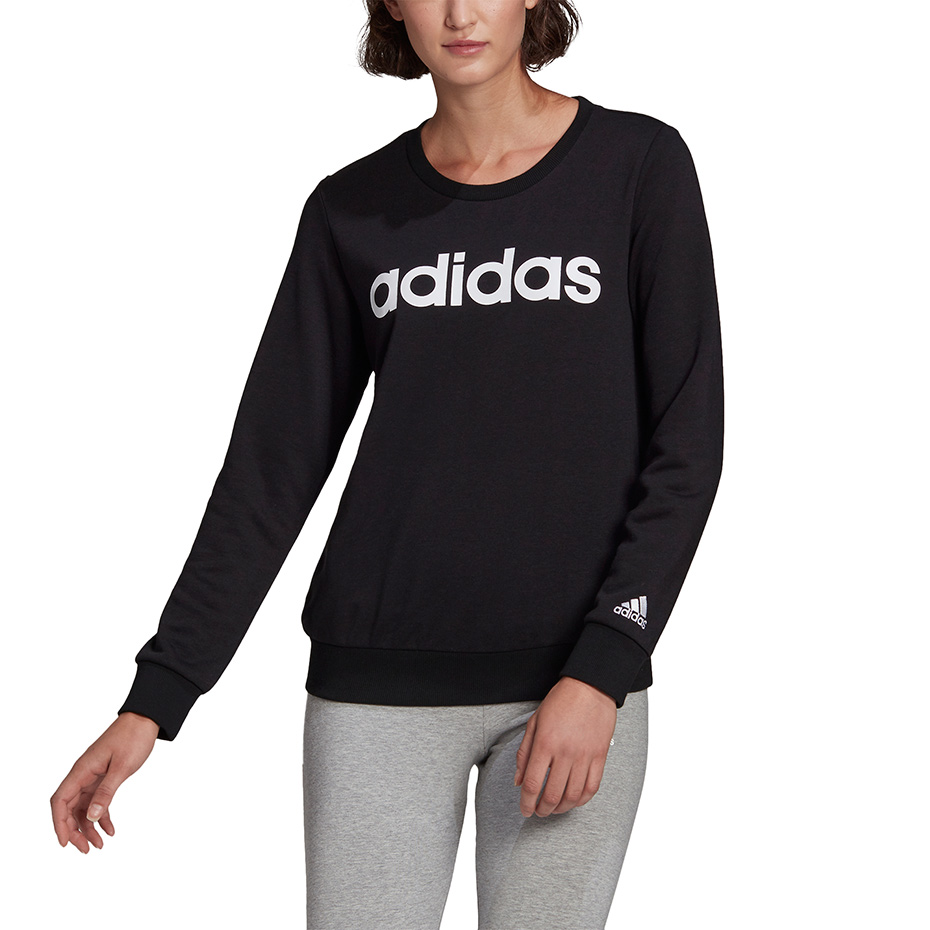 Bluza damska adidas Essentials Linear Sweatshirt czarna – ujęcie 2