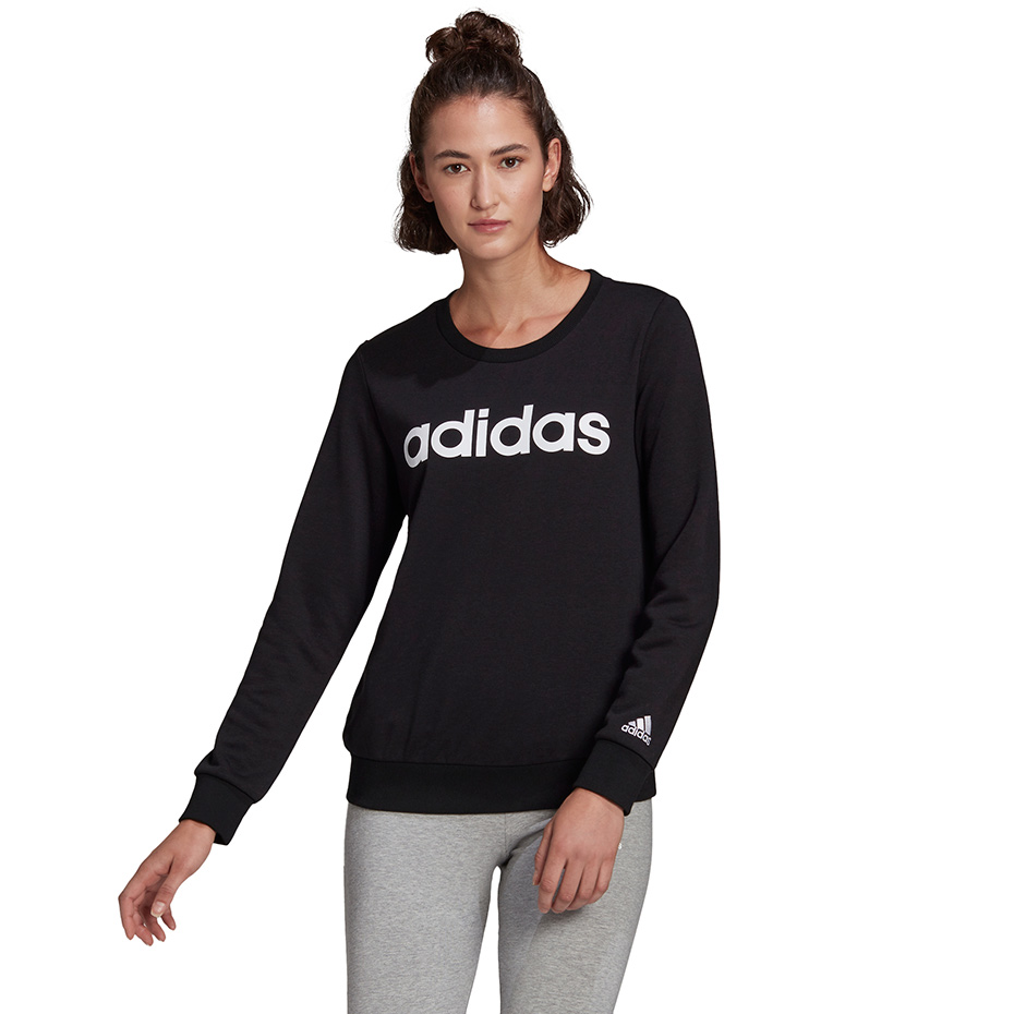 Bluza damska adidas Essentials Linear Sweatshirt czarna – ujęcie 3