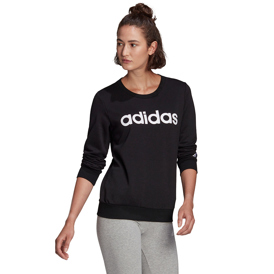 Bluza damska adidas Essentials Linear Sweatshirt czarna – ujęcie 4