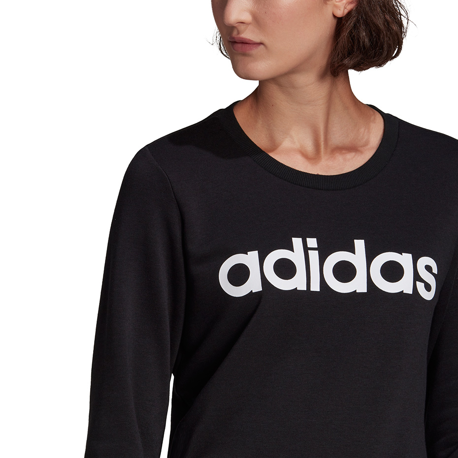 Bluza damska adidas Essentials Linear Sweatshirt czarna – ujęcie 6