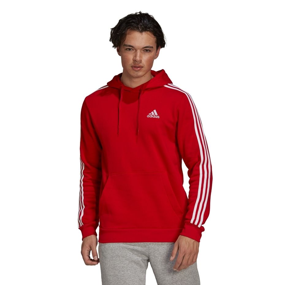 Bluza męska adidas Essentials Fleece czerwona – ujęcie 3