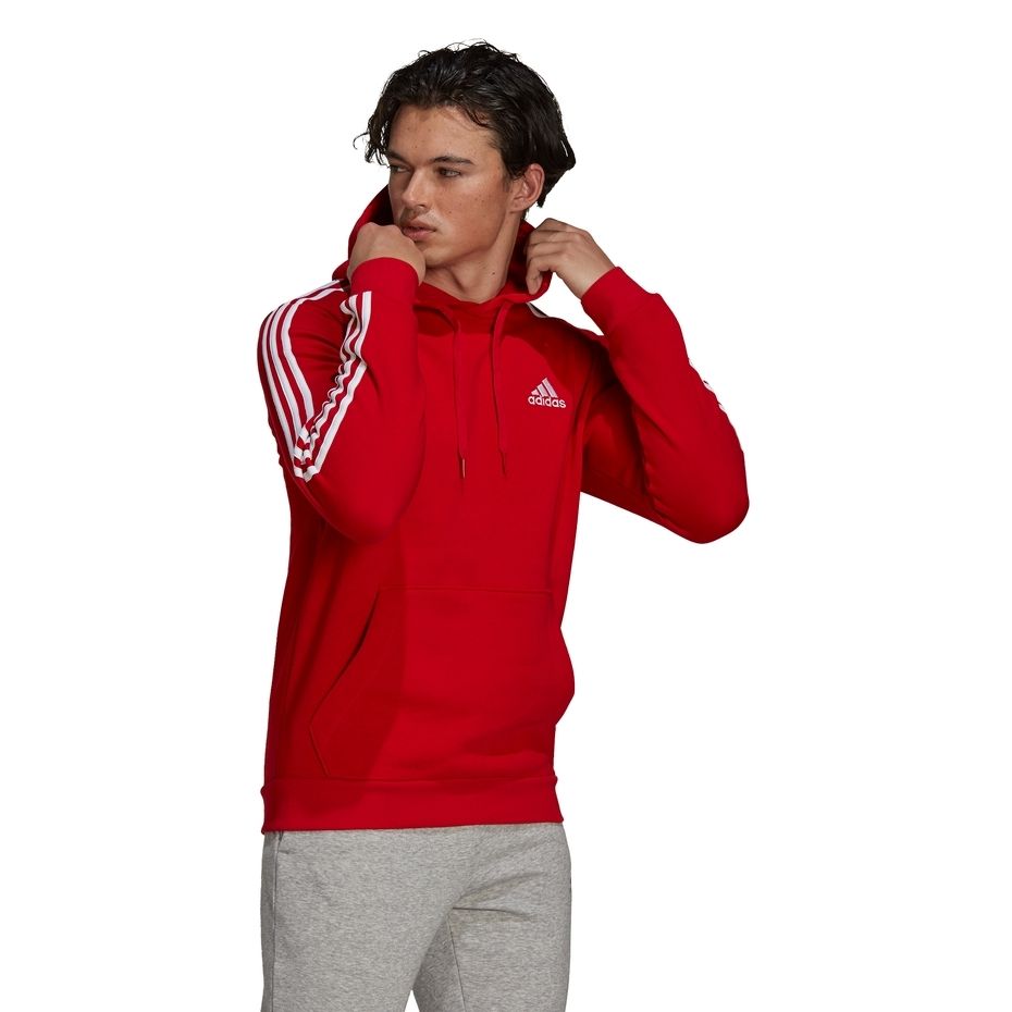 Bluza męska adidas Essentials Fleece czerwona – ujęcie 4