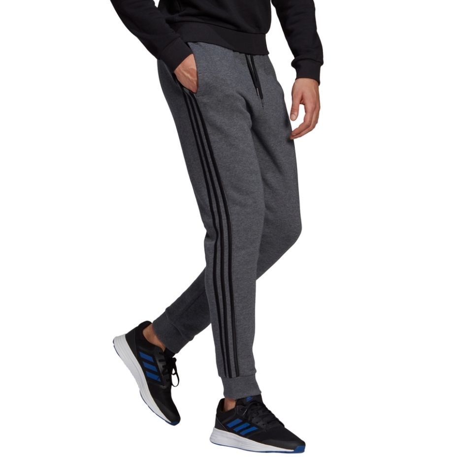 Spodnie męskie adidas Essentials Tapered Cuff 3 Stripes szare – ujęcie 2