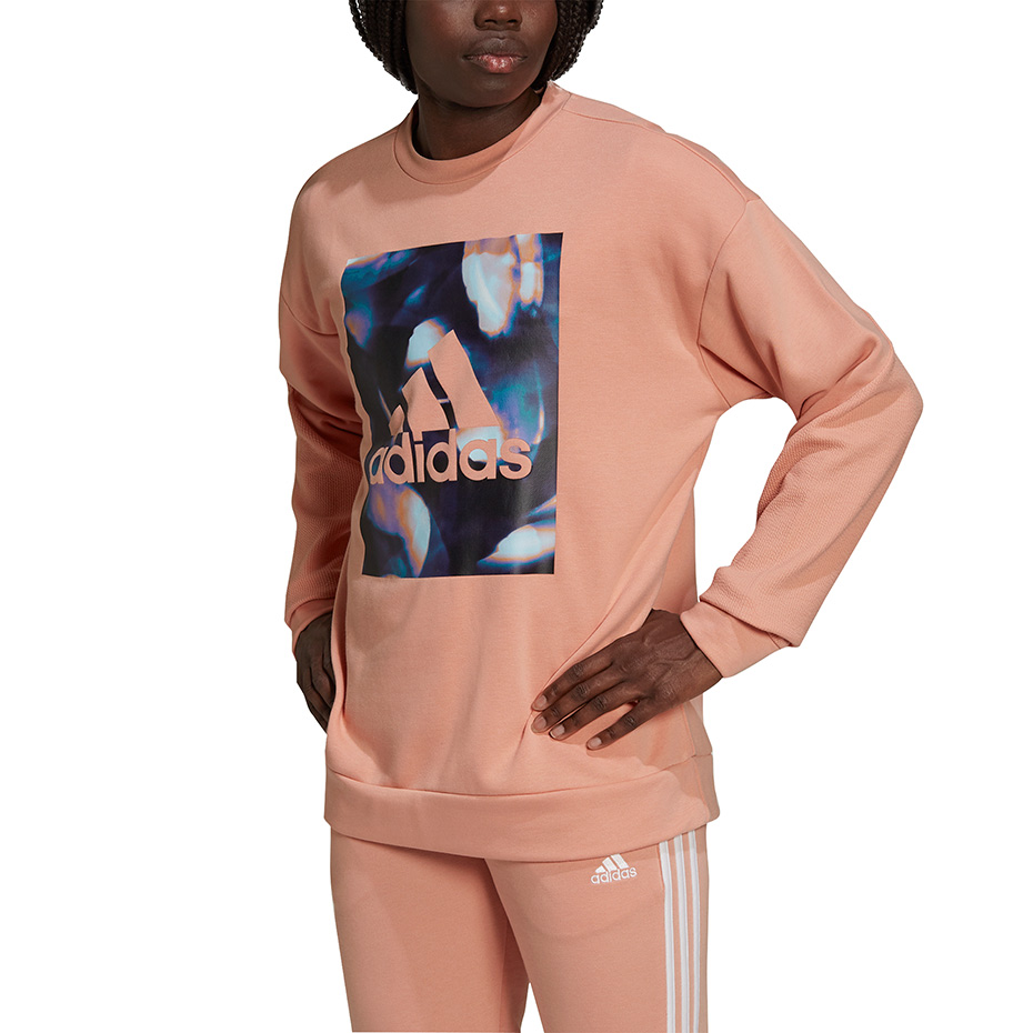 Bluza damska adidas Youforyou Sweatshirt pomarańczowa – ujęcie 3