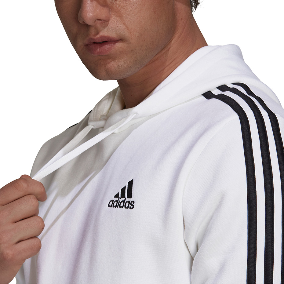 Bluza męska adidas Essentials Fleece 3-Stripes Hoodie biała – ujęcie 5