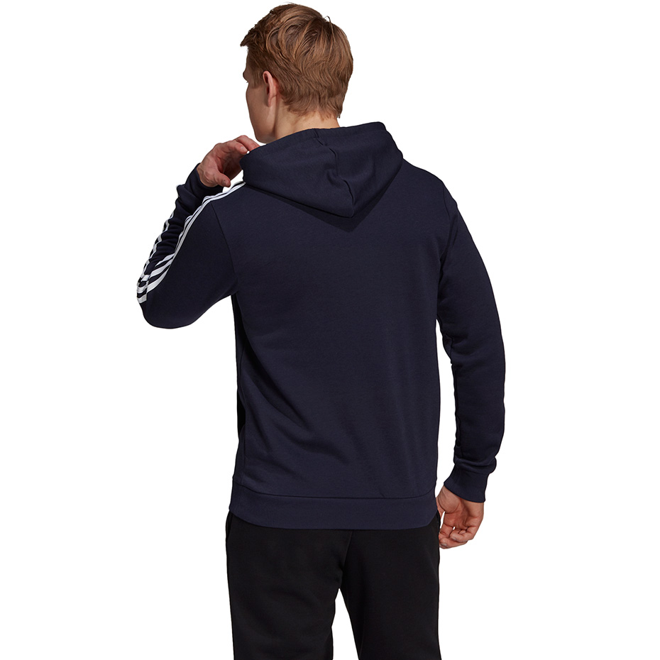 Bluza męska adidas Essentials Fleece 3-Stripes Hoodie granatowa – ujęcie 4