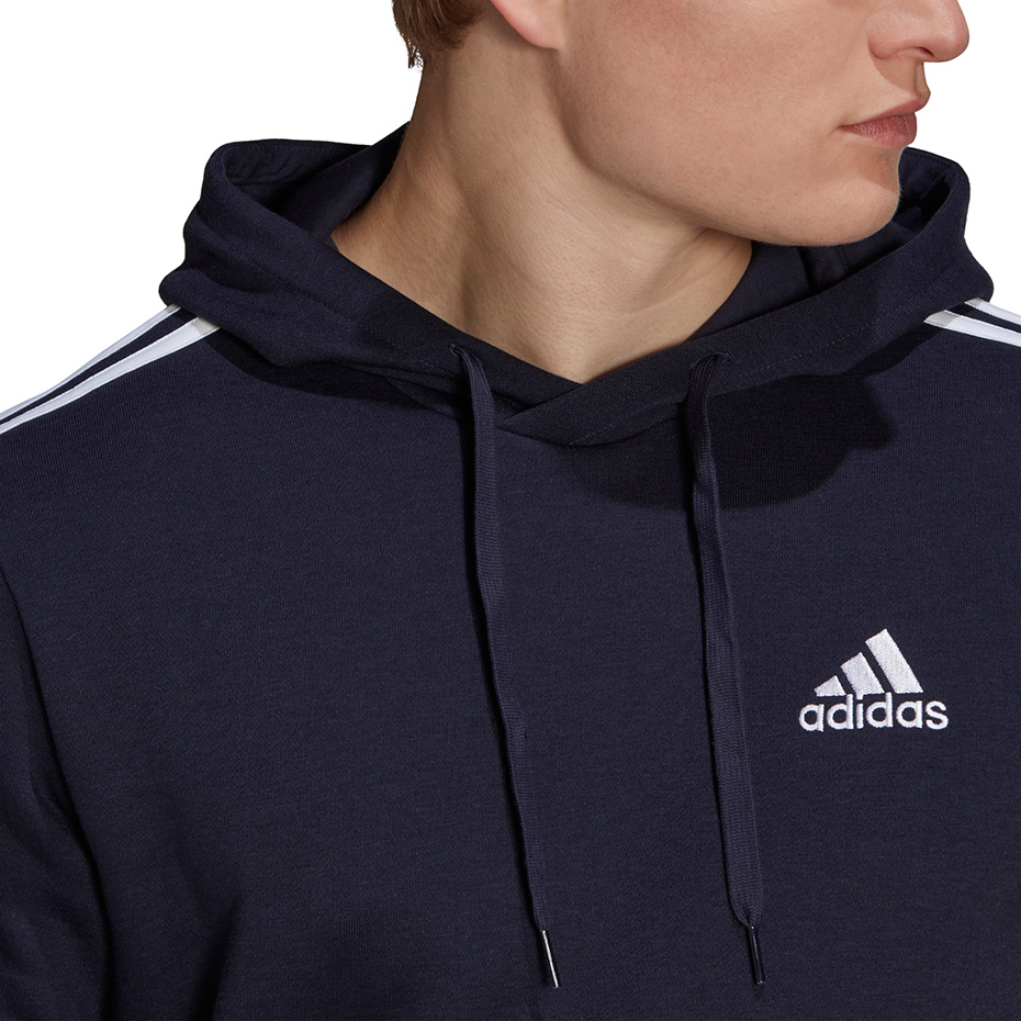 Bluza męska adidas Essentials Fleece 3-Stripes Hoodie granatowa – ujęcie 5