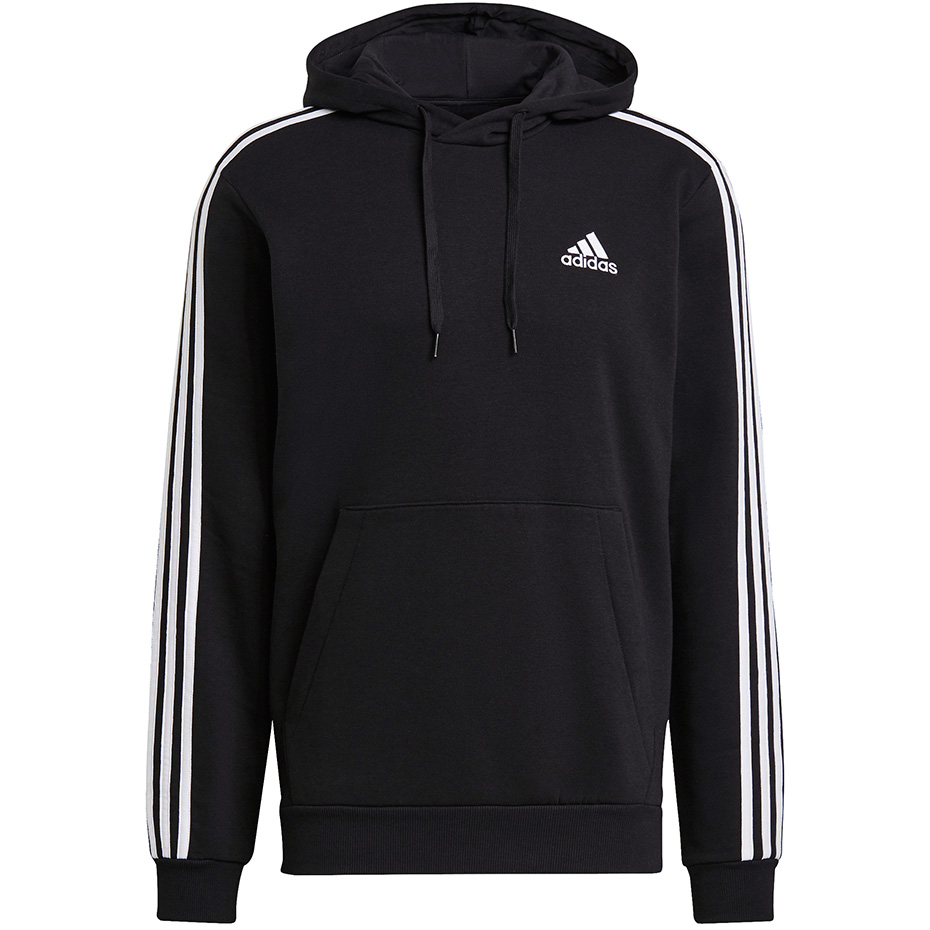 Bluza męska adidas Essentials Fleece 3-Stripes Hoodie czarna – ujęcie 2