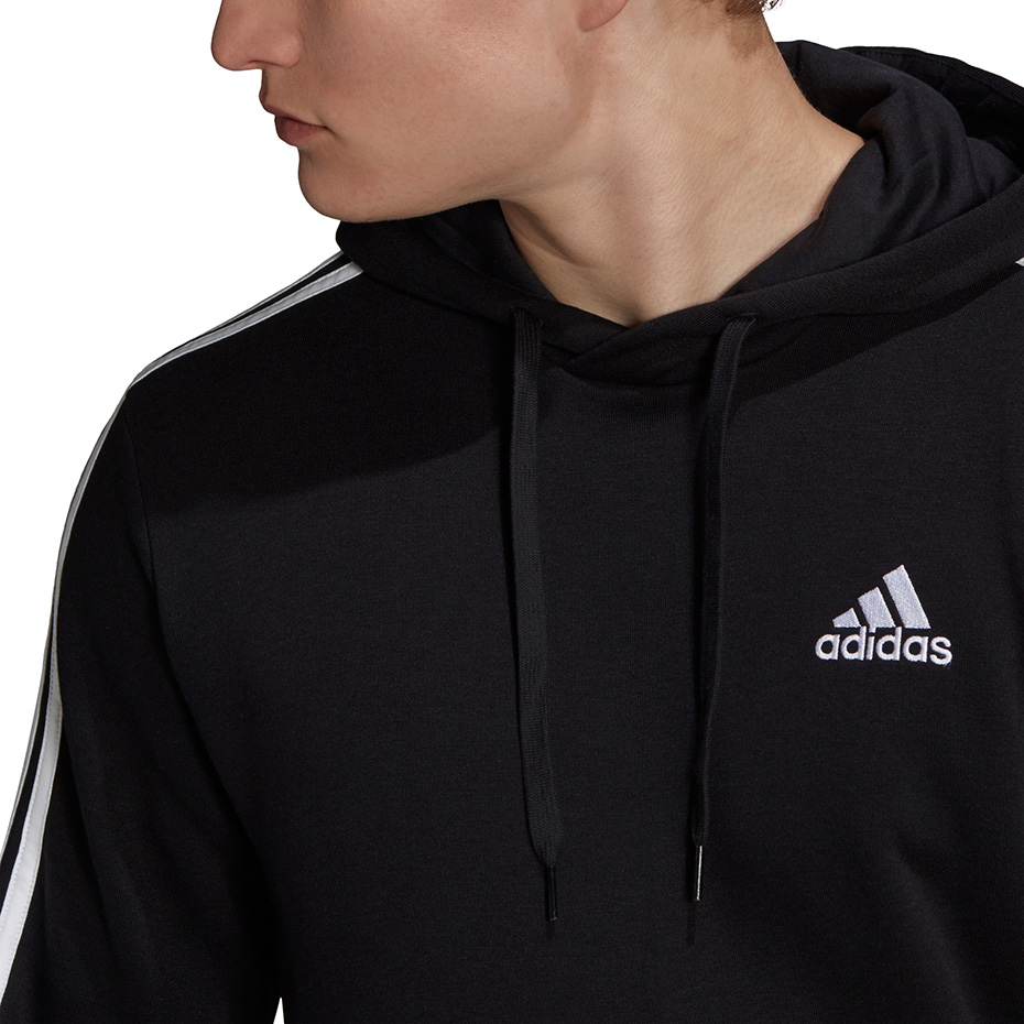 Bluza męska adidas Essentials Fleece 3-Stripes Hoodie czarna – ujęcie 5