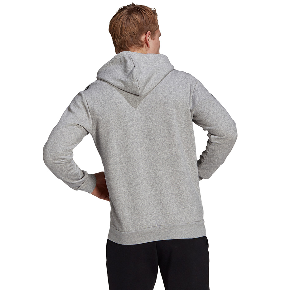 Bluza męska adidas Essentials Fleece 3-Stripes Hoodie szara – ujęcie 4